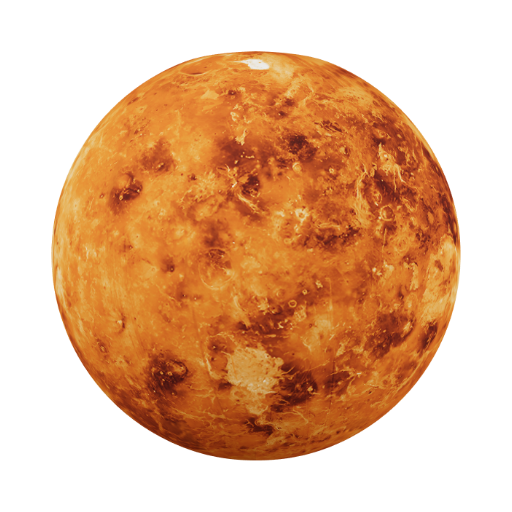 The planet Venus in 3D with white space behind.